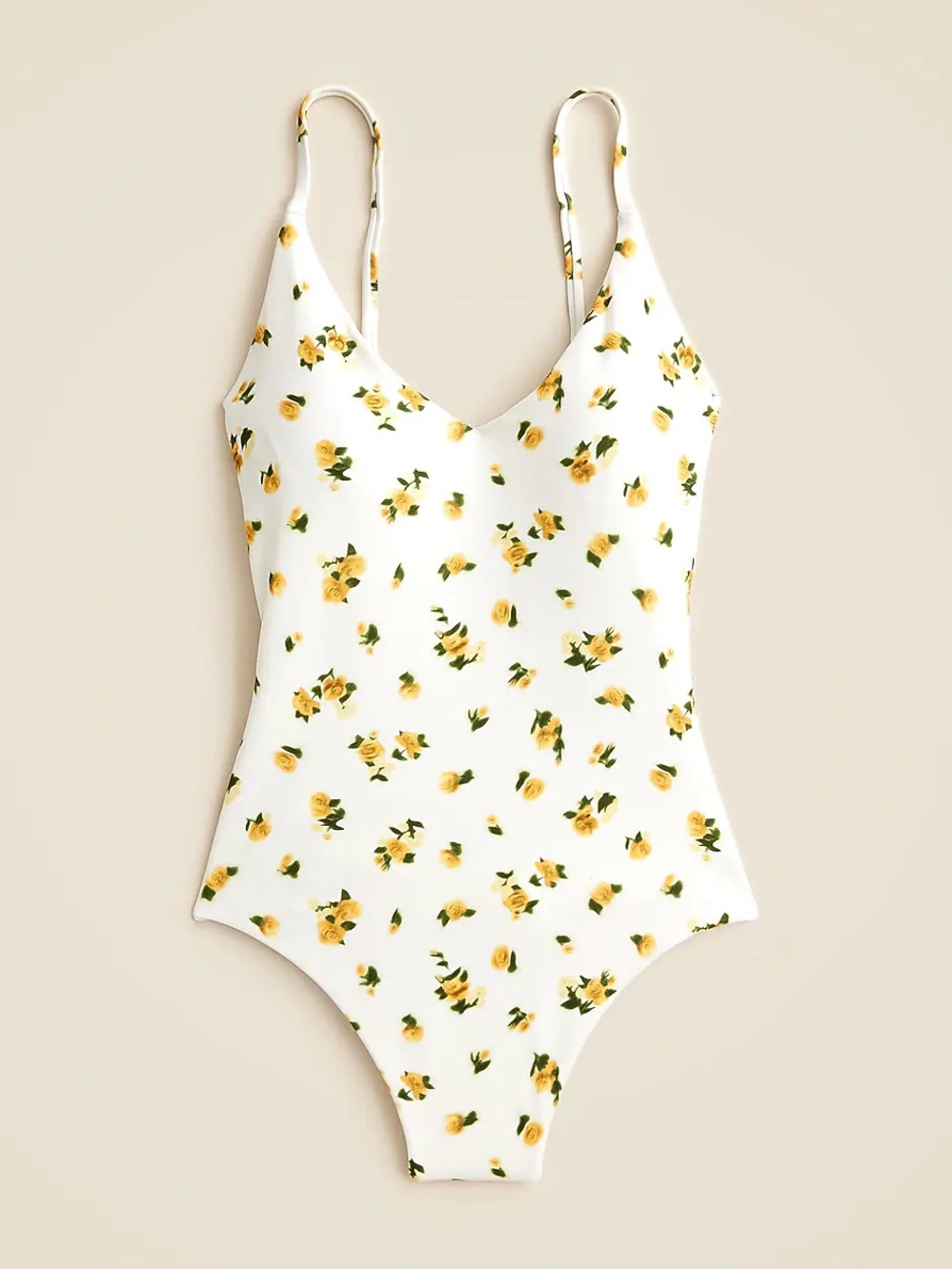 J. Crew Lana Classic Scuplt one-piece swimsuit, 8, white multi yellow flowers